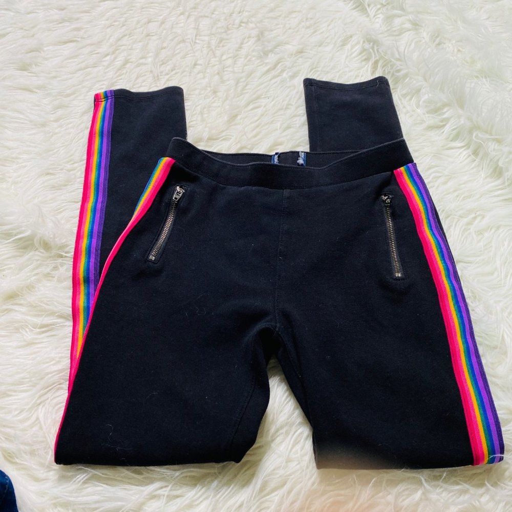The Children's Place Girls Rainbow Side Stripe Zip Ponte Knit‎ Jeggings Black L